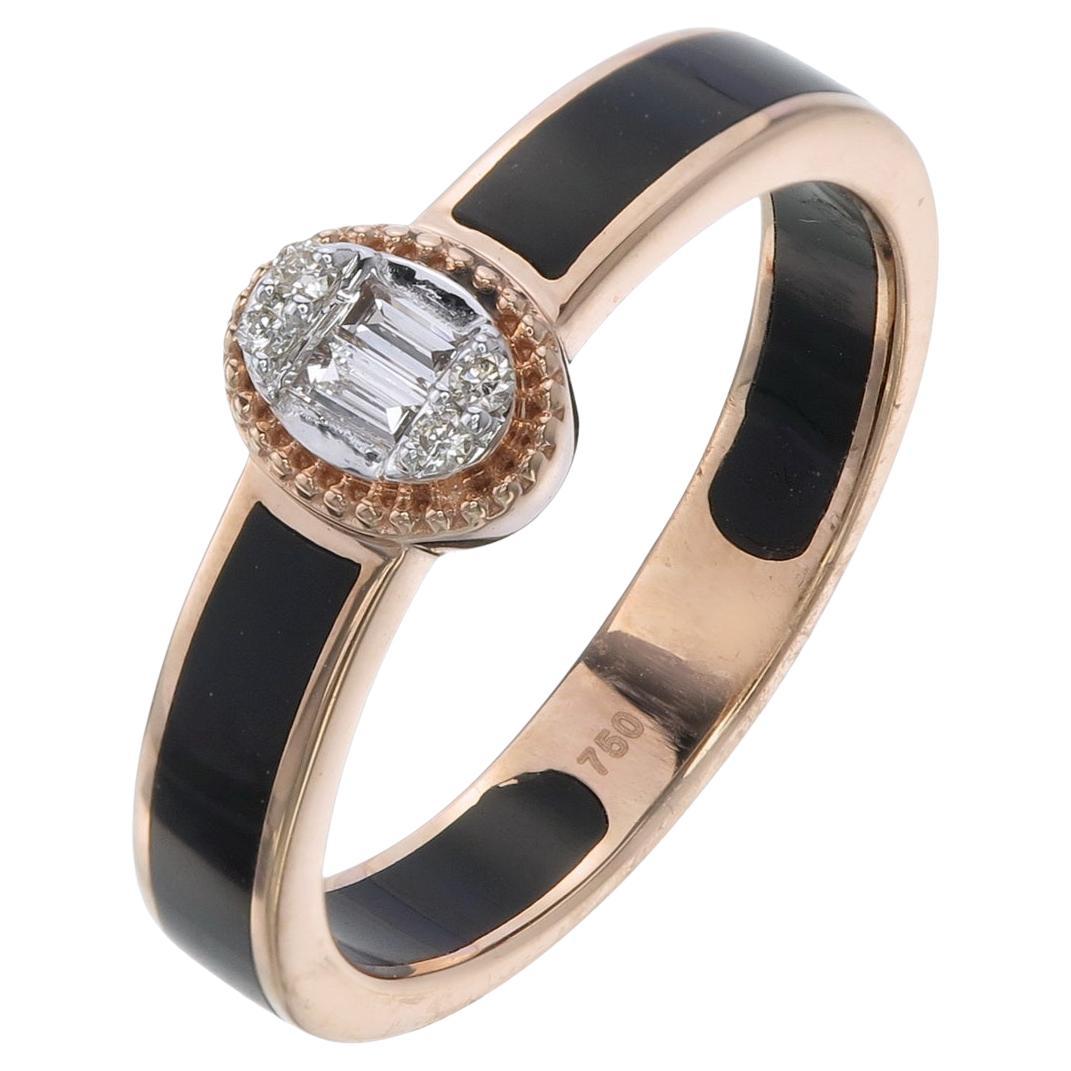 Ring aus 18 Karat Gold mit natürlichen Diamanten und schwarzer Keramik im Angebot
