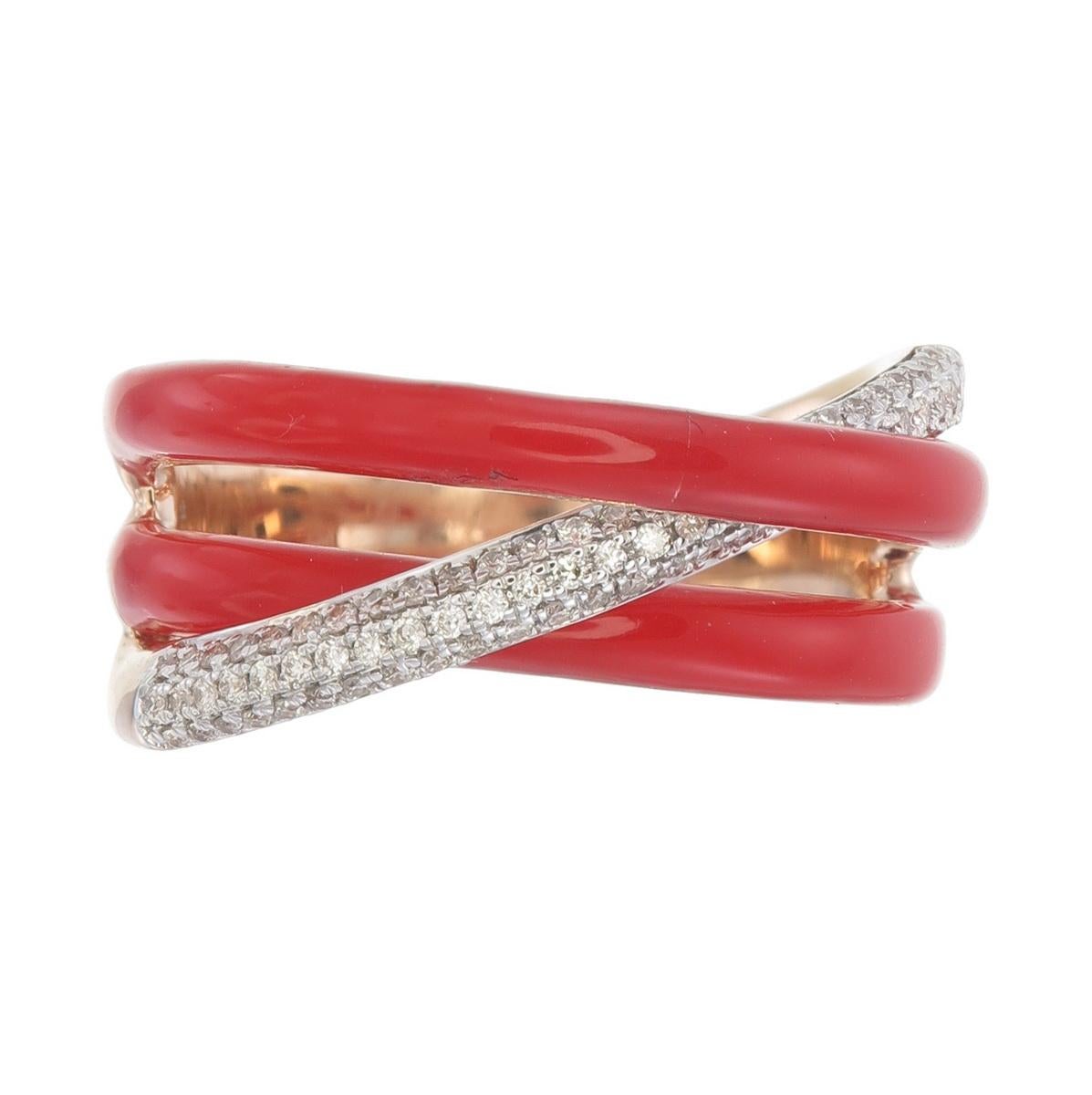 Ring made in 18kt gold with natural diamonds and Red ceramic
5.56 gms is used along with 0.18 carat natural diamonds