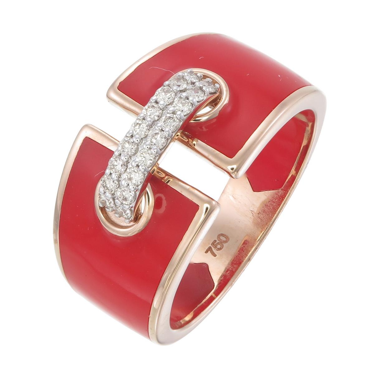 Ring made in 18kt gold with natural diamonds and Red ceramic

3.81 grams of gold along with 0.17 carat natural diamonds are used 