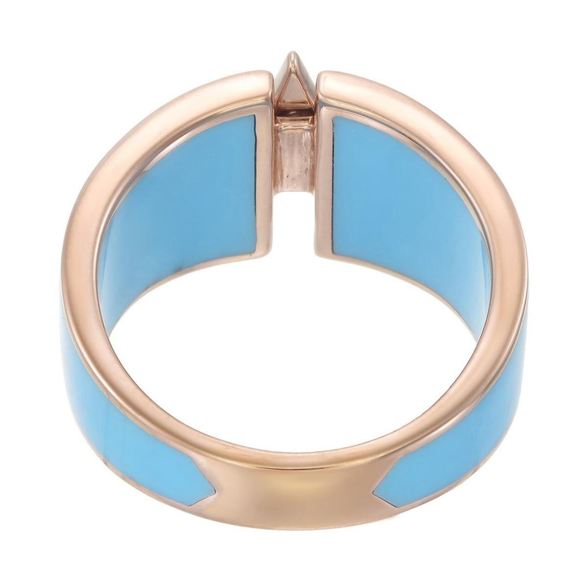 Round Cut Ring made in 18kt gold with natural diamonds and Turquoise ceramic For Sale