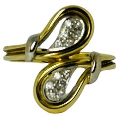 Vintage Ring made of 18 carat gold with brilliant cut diamonds of 0.12 carat VVSI