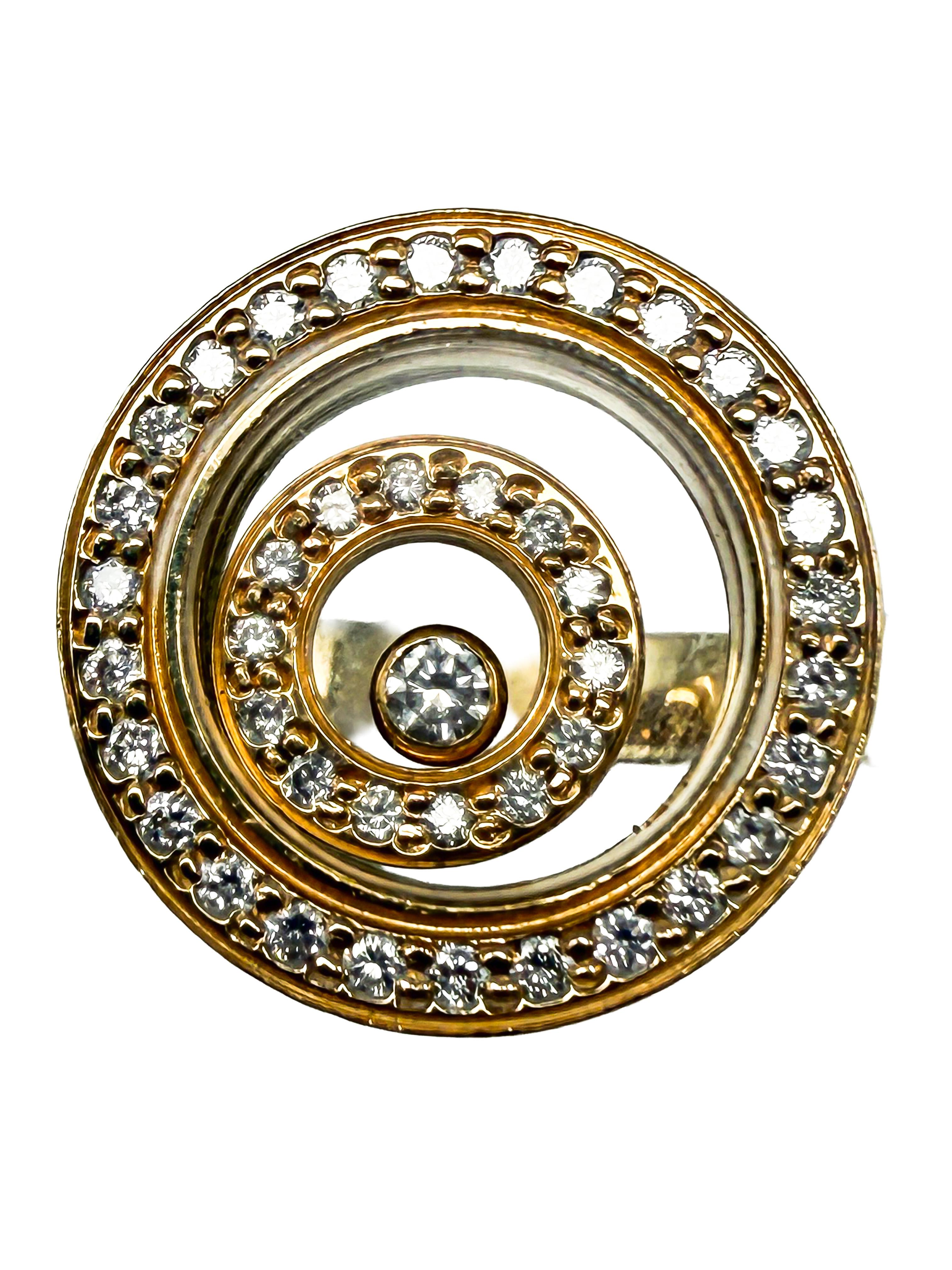 Bague en or jaune 18K avec diamants mobiles Unisexe en vente