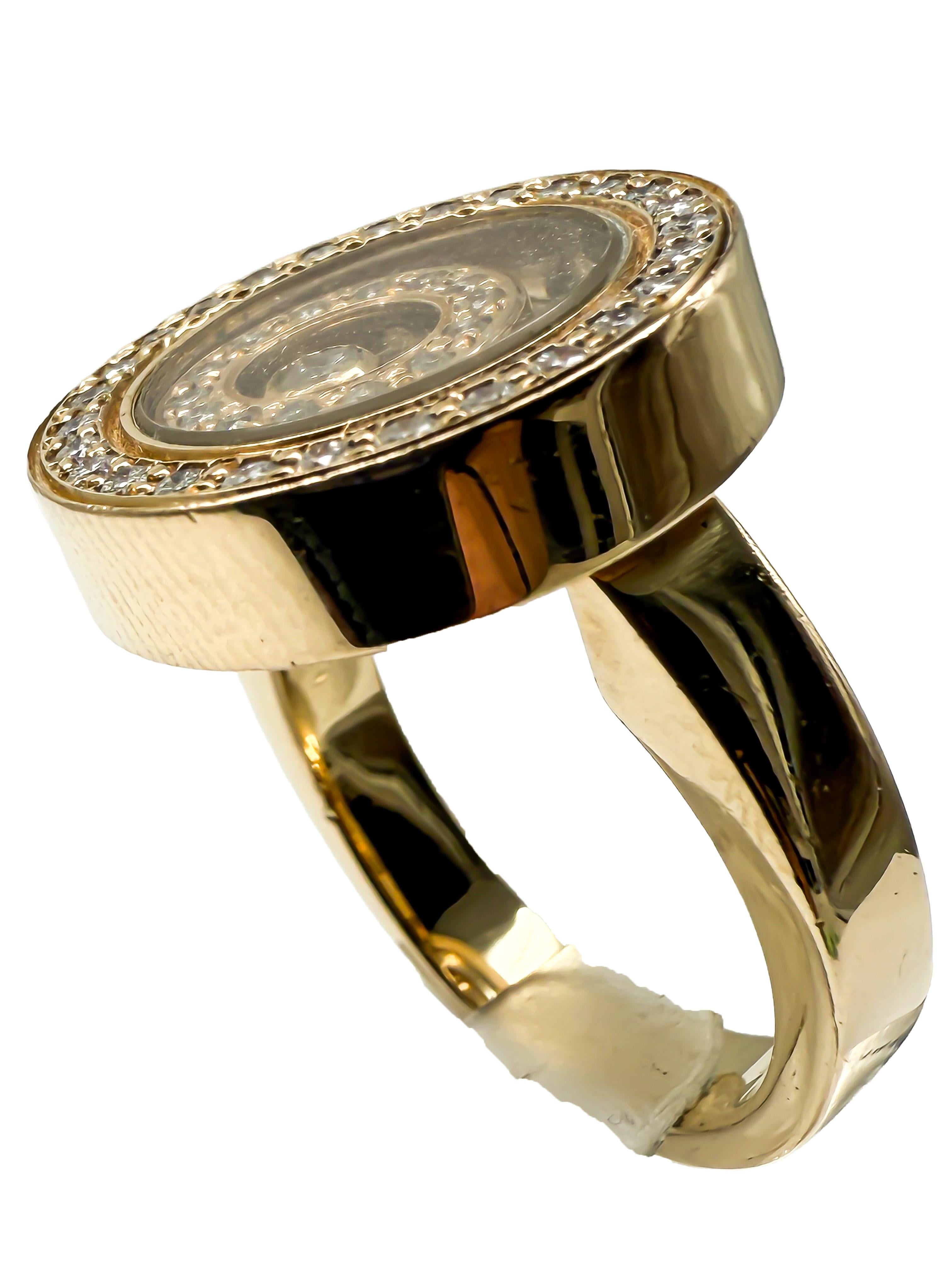 Bague en or jaune 18K avec diamants mobiles en vente 1