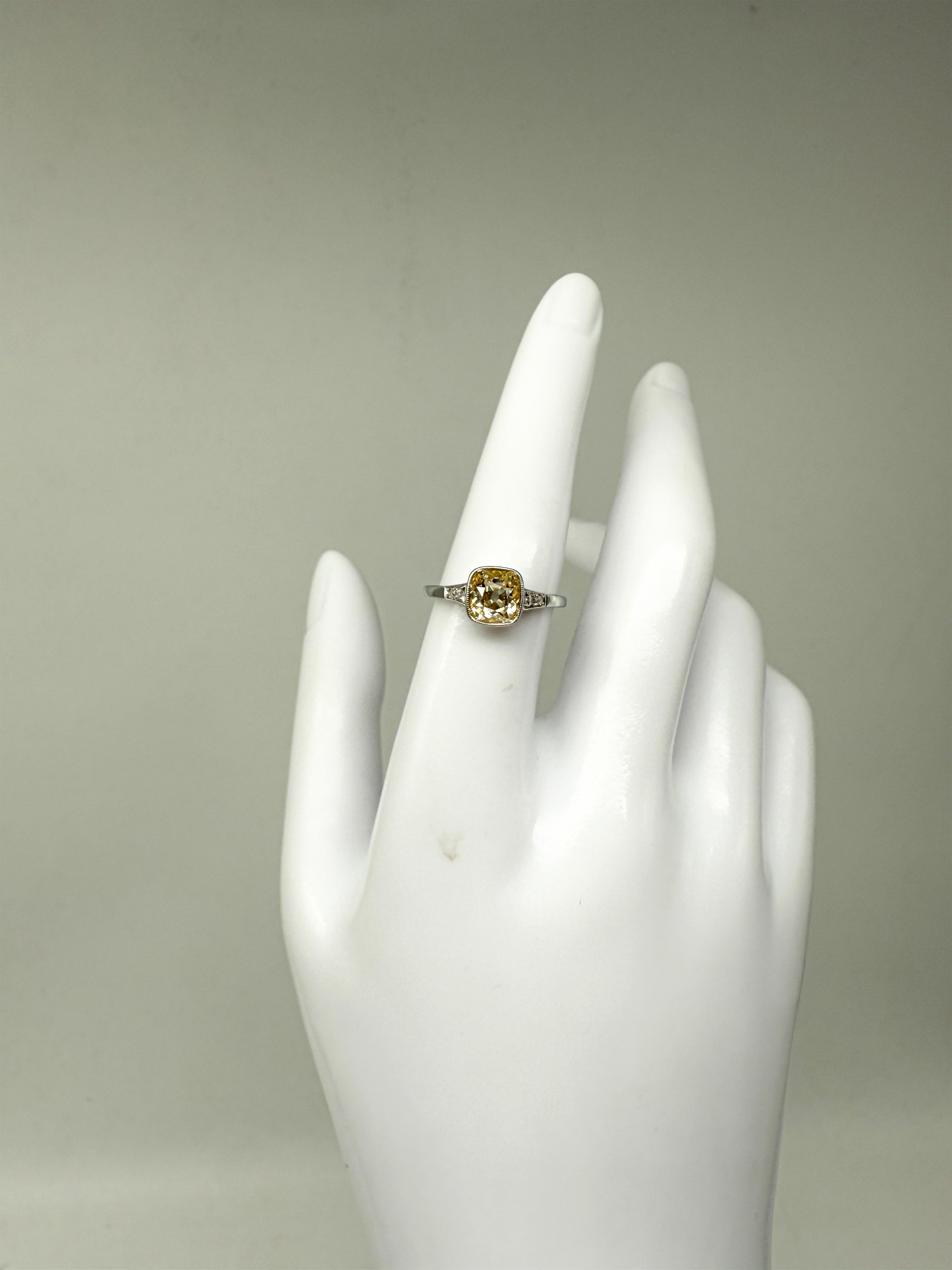 Rétro Anello in oro bianco 750 con diamanti e certificato in vendita