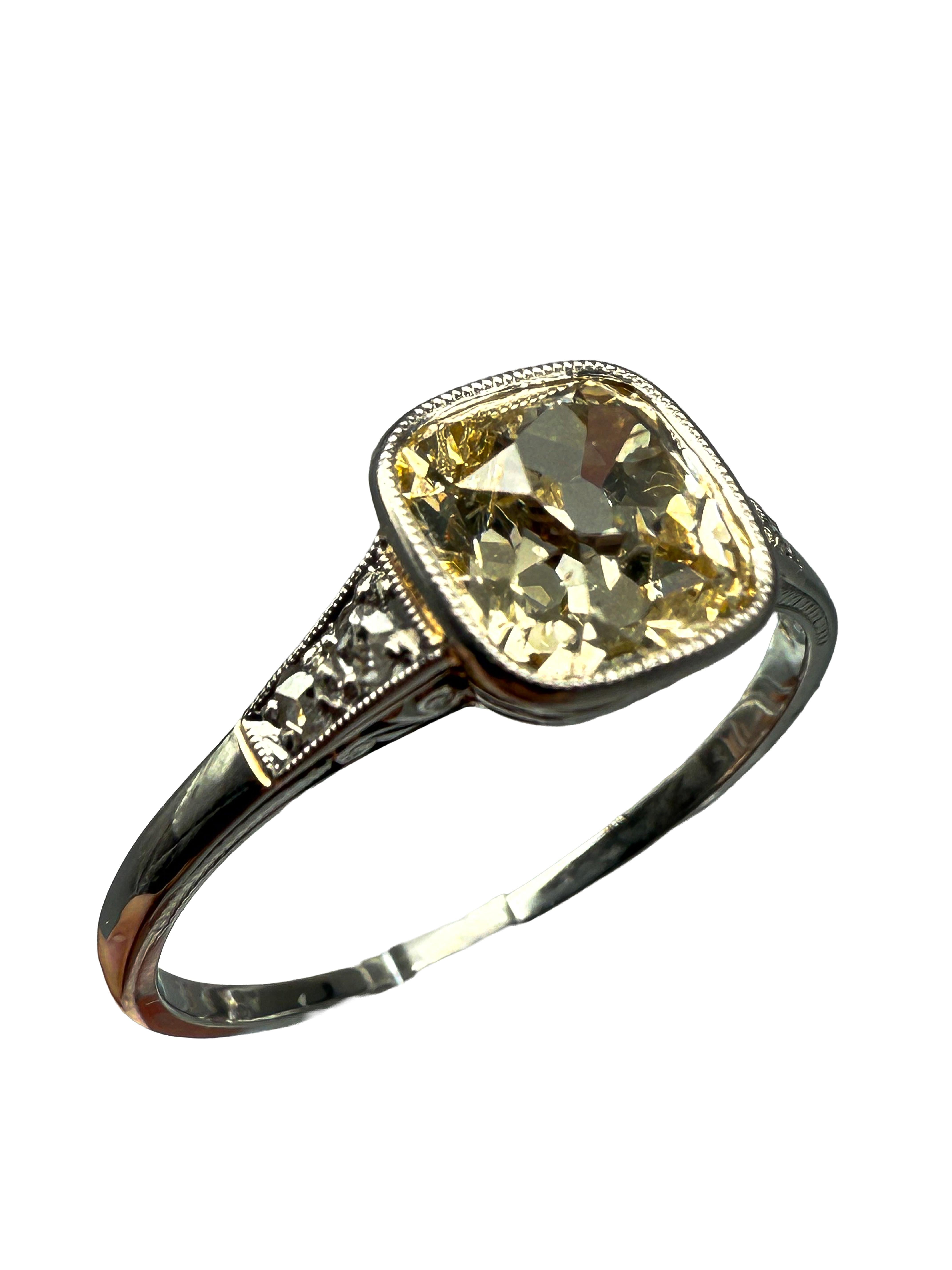 Anello in oro bianco 750 con diamanti e certificato in vendita 1