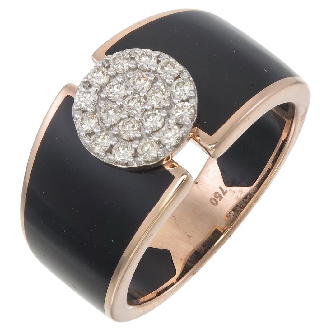 Ring made using  Black Ceramic n 18kt Pink gold & natural diamonds For Sale