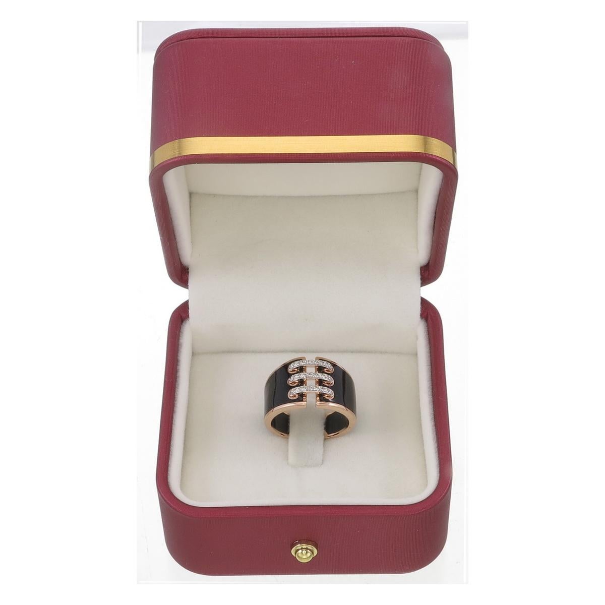 Rose Cut Ring made using Black Ceramic n 18kt Rose gold with natural diamonds For Sale