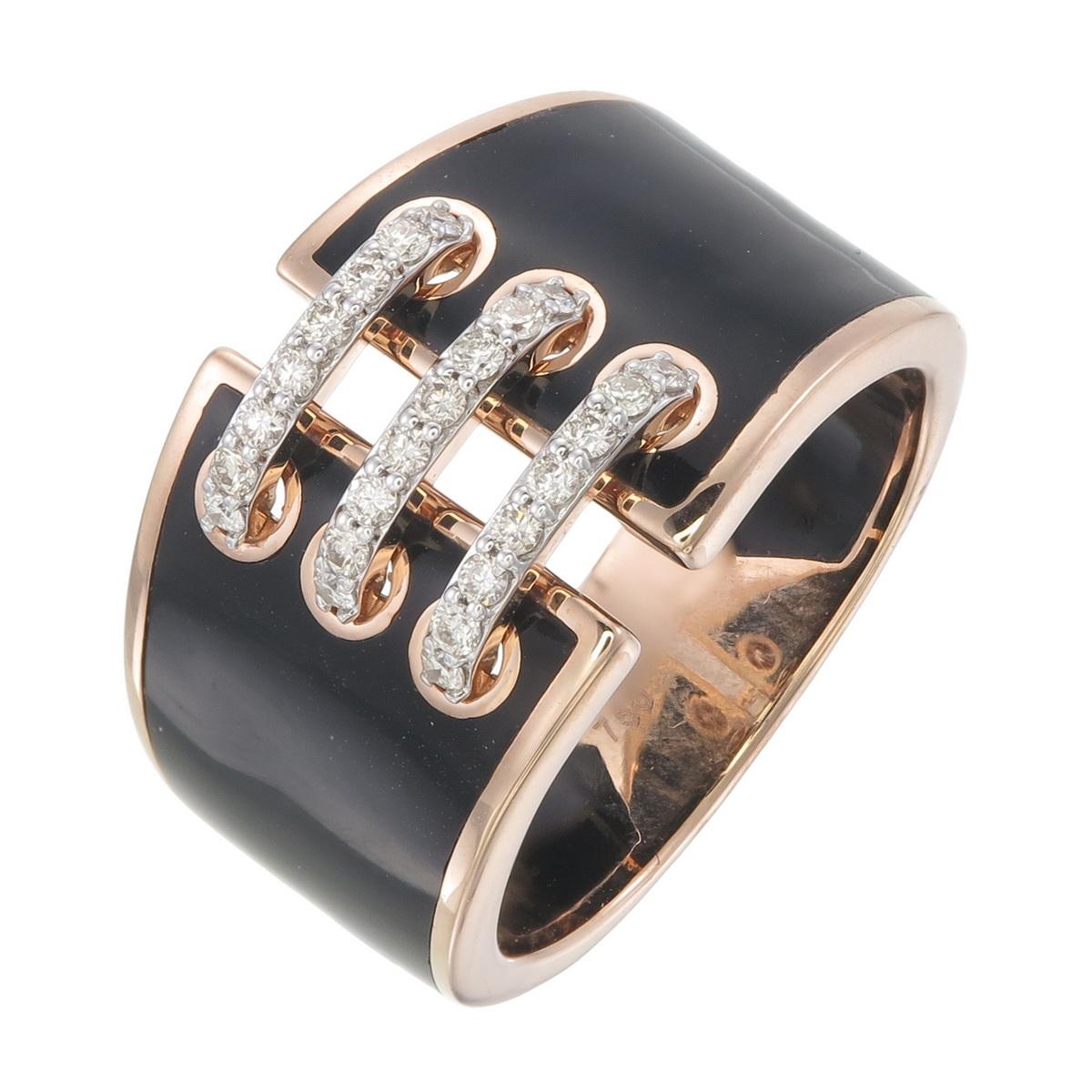 Ring made using Black Ceramic n 18kt Rose gold with natural diamonds For Sale