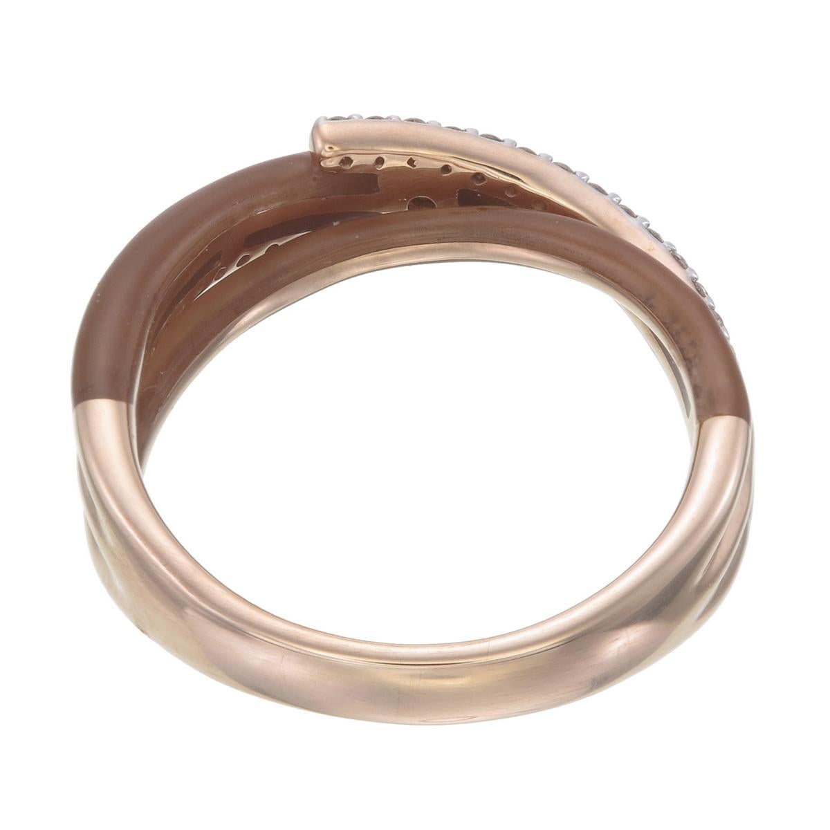 Round Cut Ring made using Chocolate brown Ceramic n 18kt Pink gold with natural diamonds For Sale