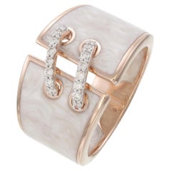 Used Ring made using Mother of pearl Ceramic n 18kt Pink gold & natural diamonds