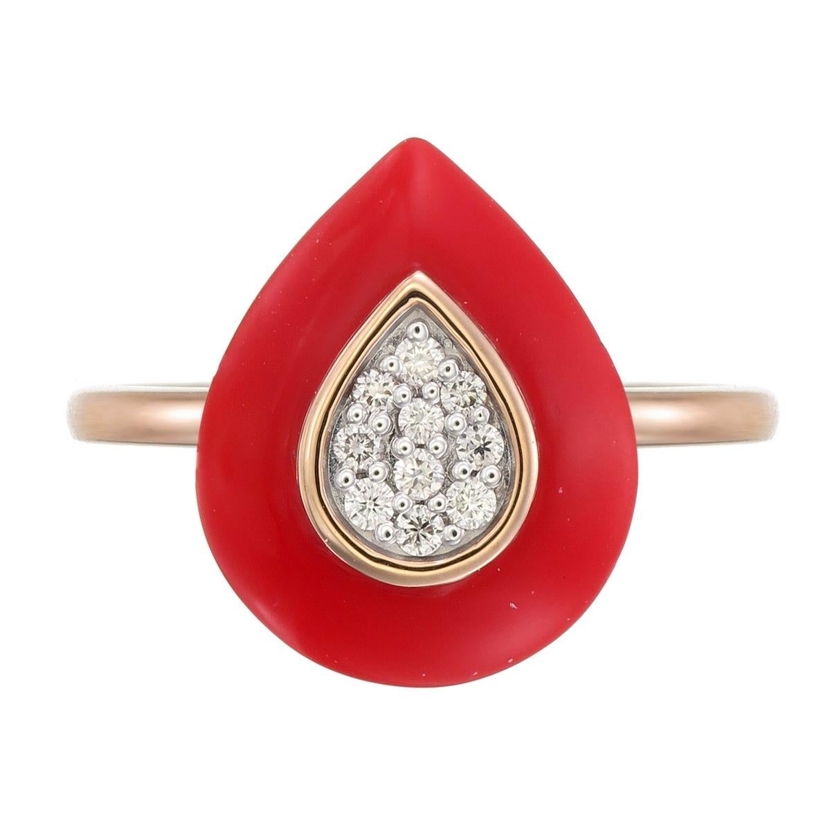 Ring aus roter Keramik n 18kt Roter Keramik und natürlichen Diamanten
