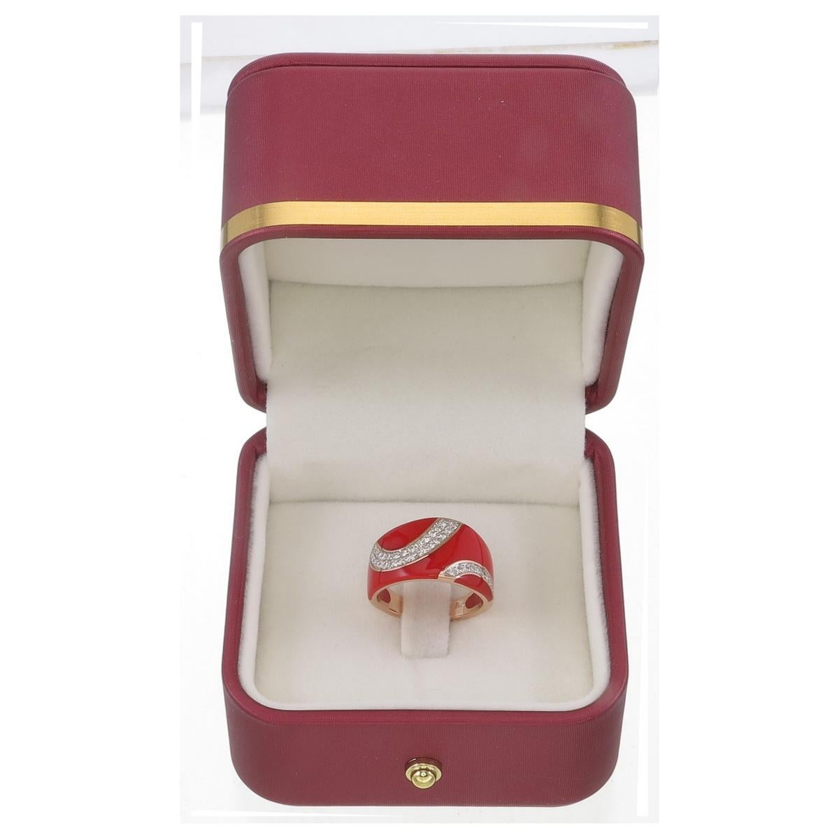 Ring aus roter Keramik n 18kt Roségold mit natürlichen Diamanten für Damen oder Herren im Angebot