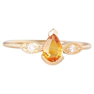 Ring Mademoiselle in 18k gold with citrine and diamonds For Sale