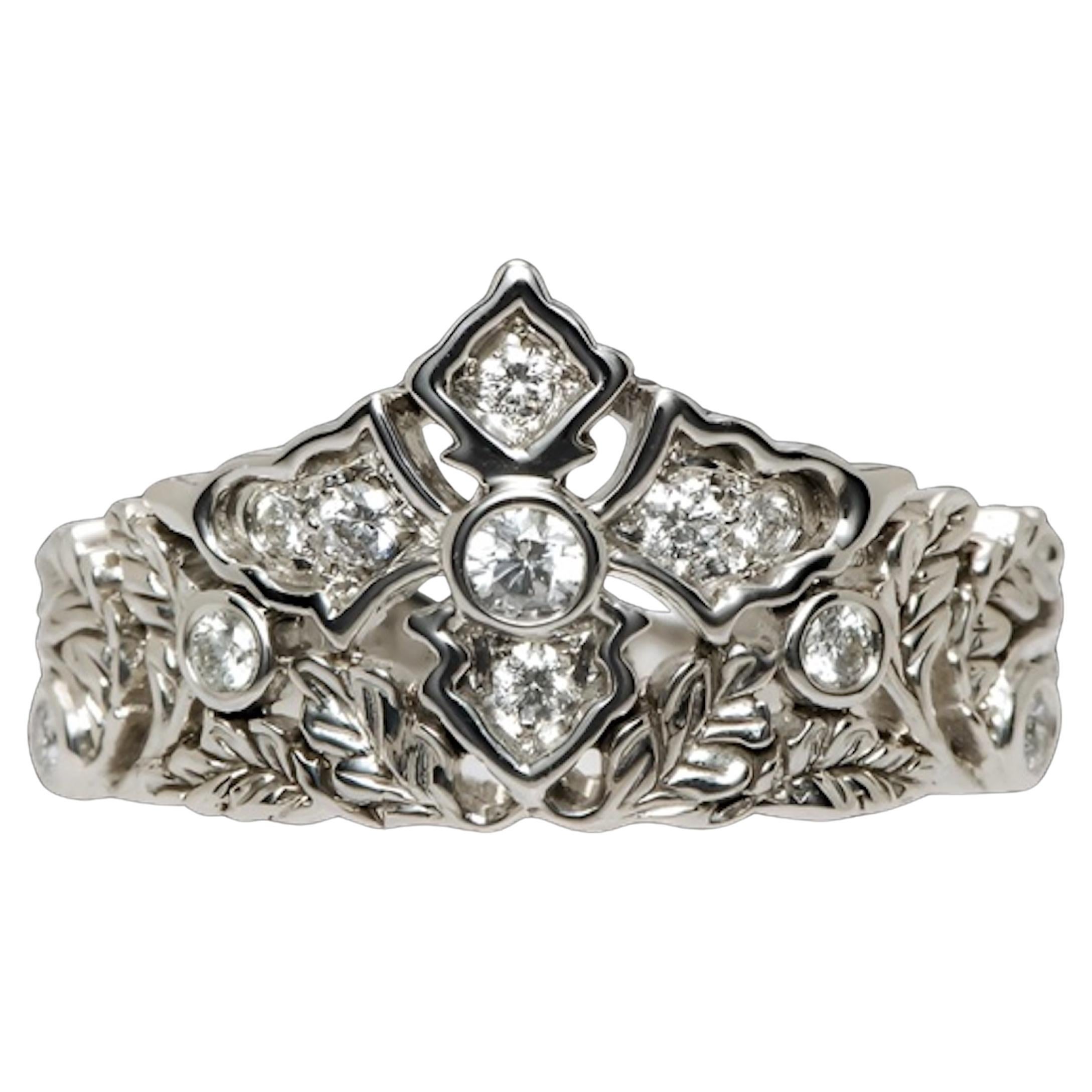 Pre-owned Carrera Y Carrera “mi Princesa” Diamond Ring In 18k White Gold With 11 Diamonds, 0.31 Carat