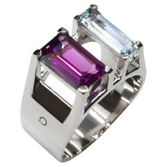 Ring MIROIR Pink, Rhodolite garnet 2.05 ct & Aquamarine 0.72 ct