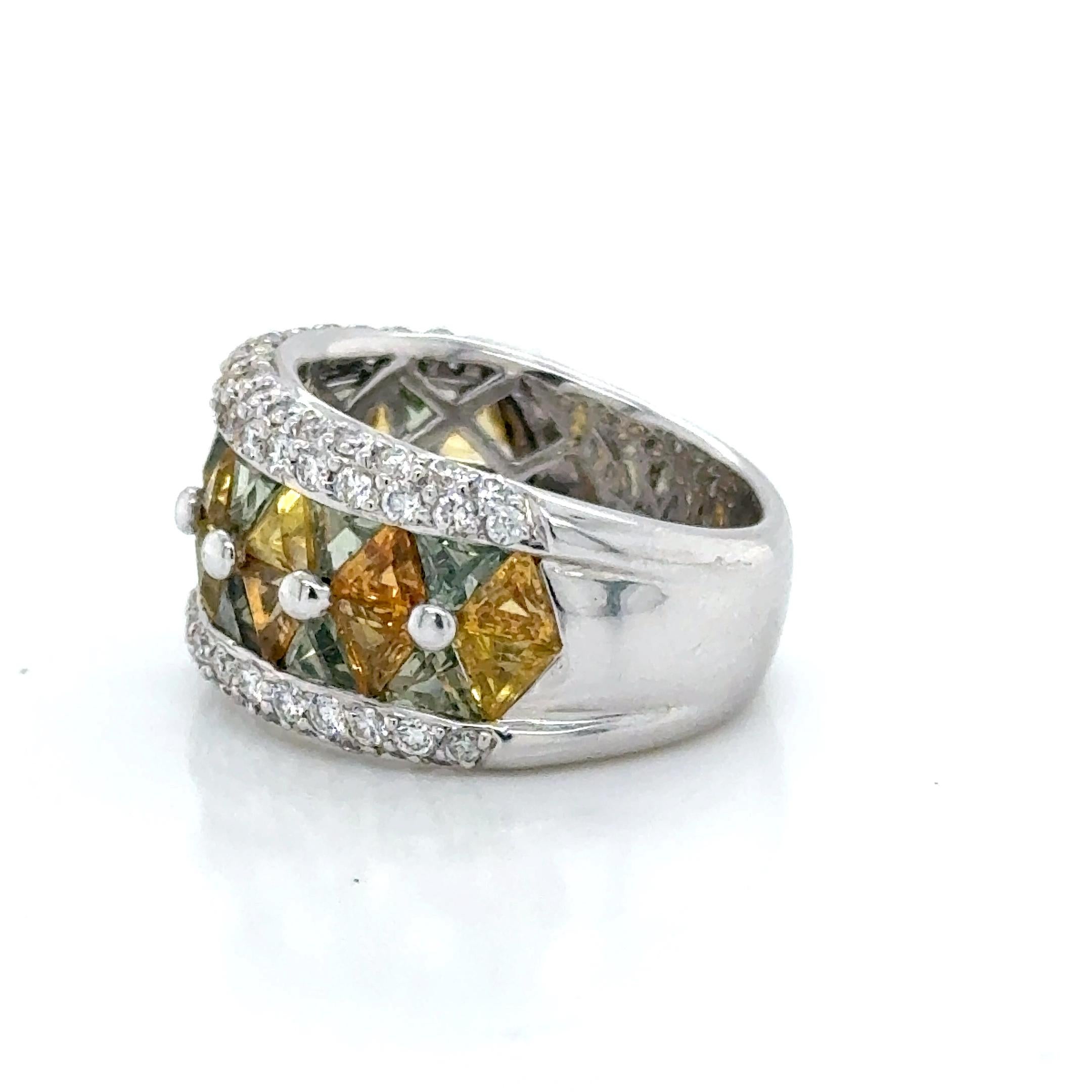 De las mujeres Anillo Zafiros Multicolor y Diamantes en Oro Blanco en venta