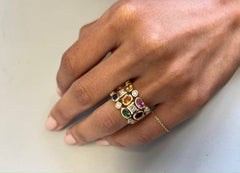 Anello Zaffiri e diamanti multicolore in oro giallo