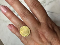 Ring Napoleon III Coin Yellow Gold Solid 18 Karat