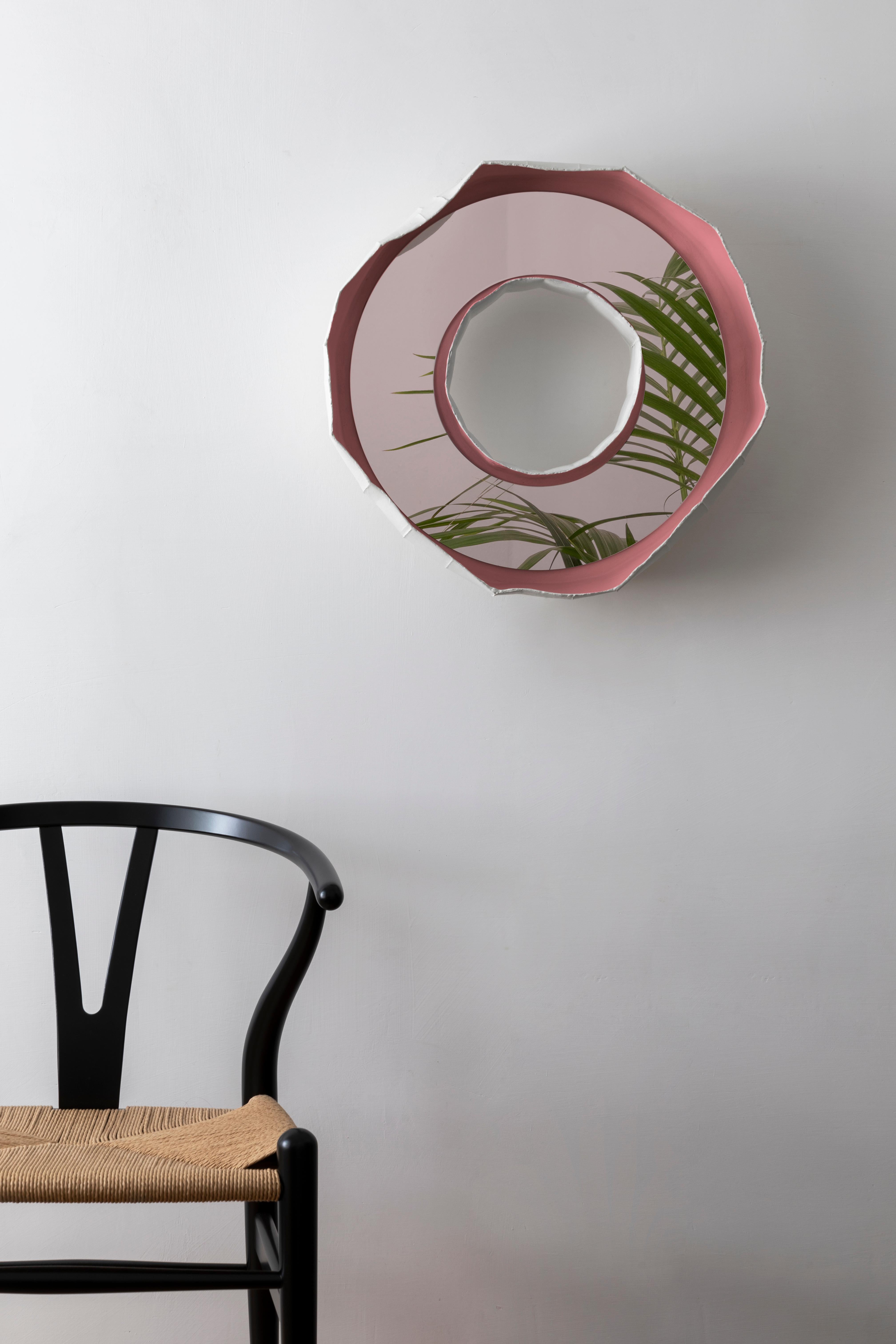 RING NOVA, a stunning ceramic mirror handmade in Italy, one of 2 designs that make up the collection REFLECTIONS, the result of a collaboration between artist Paola Paronetto & designer Giovanni Botticelli, that integrates ceramic with colour and