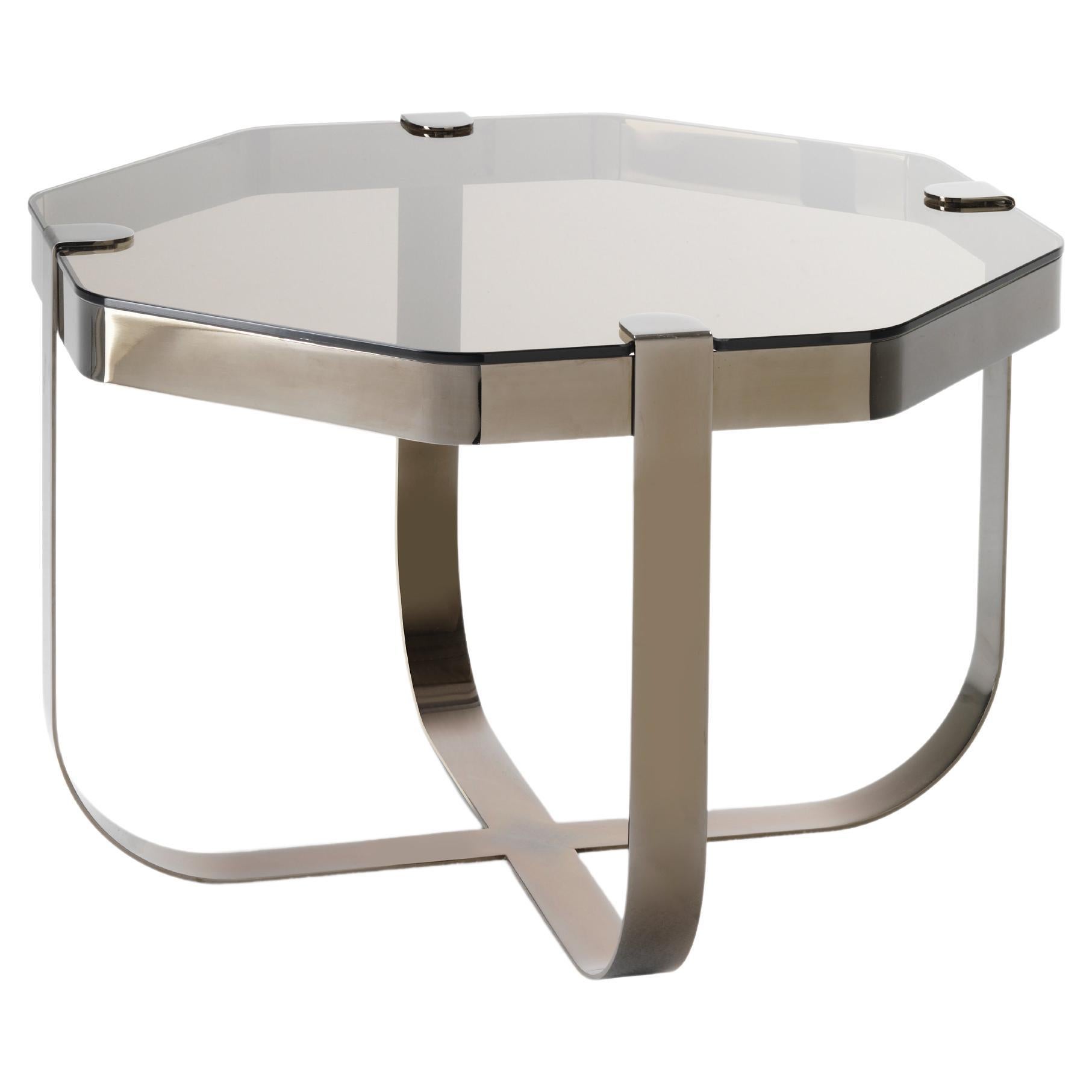 Ring Octagonal Coffee Table in Nickel Frame & Bronze Top by Serena Confalonieri For Sale