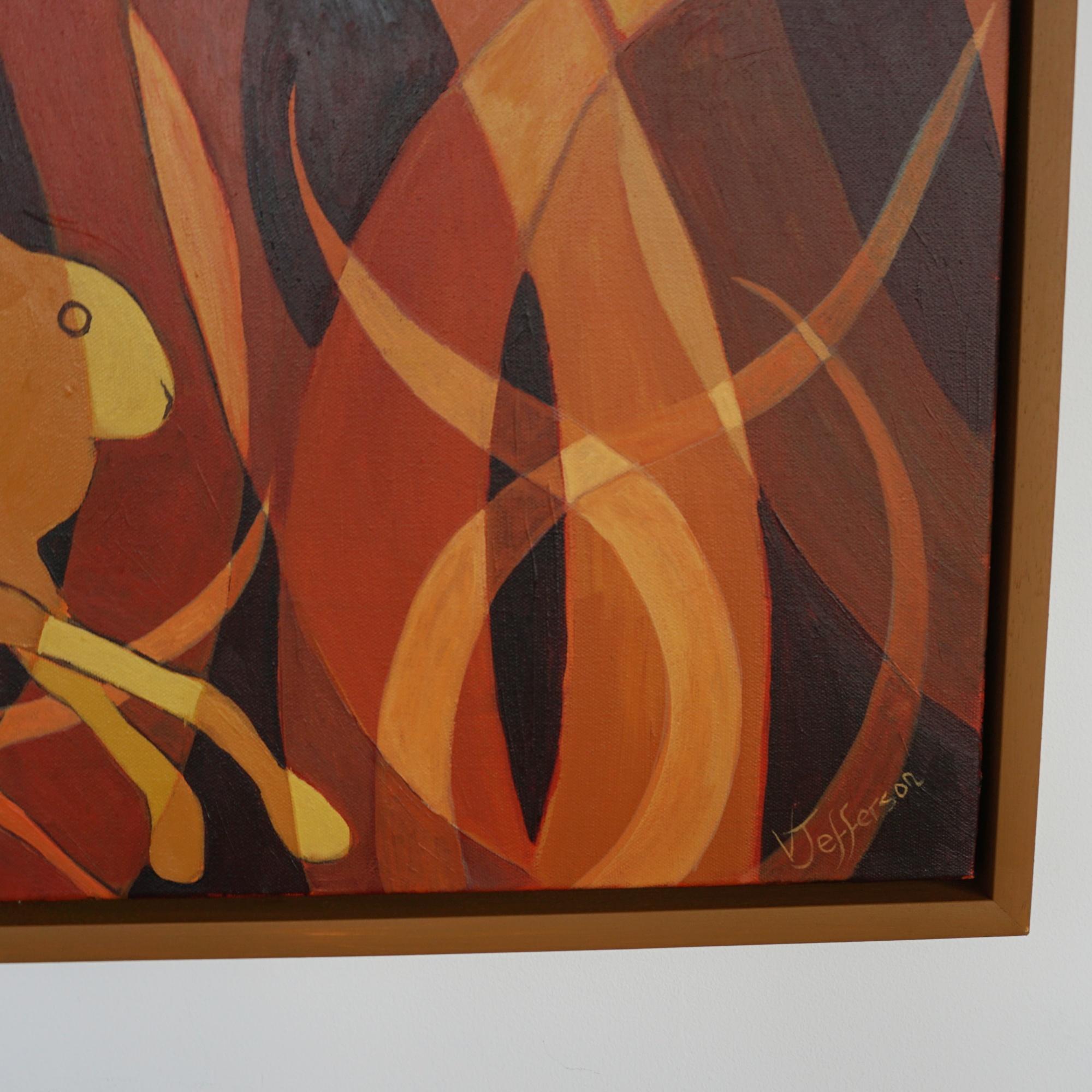 'Ring of Hares' Contemporary Art Deco Style Painting 2