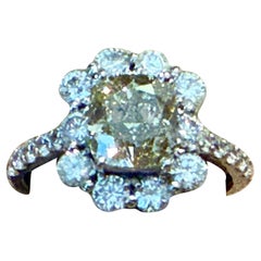 Bague de fiançailles en platine 950 fancy light brown Halo Diamond Engagement Ring