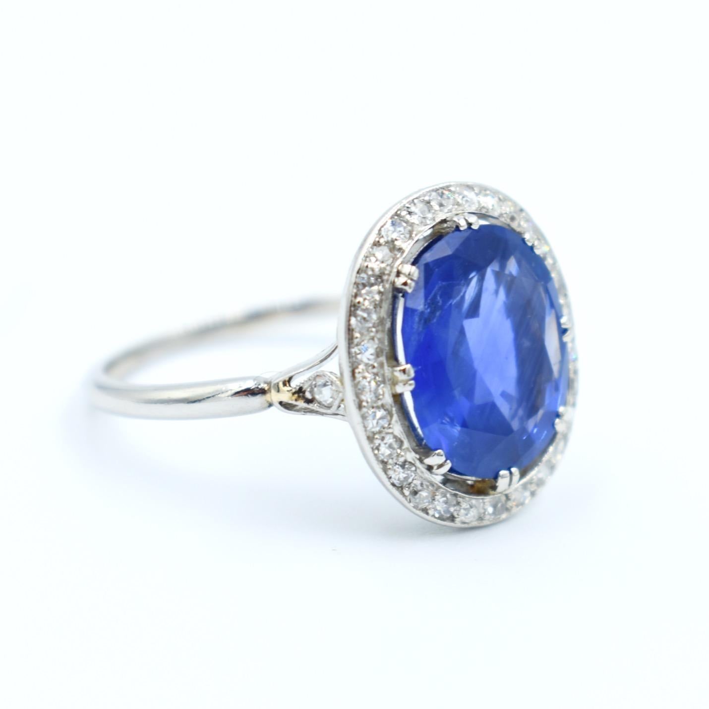 Women's Ring Pompadour Ceylon Sapphire Diamonds For Sale