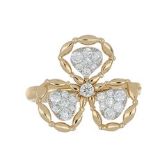 Ring Rose Gold 18 Karat with White Diamond Color G Quality VS, Handmade