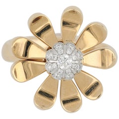 Ring Rose Gold 18 Karat with White Diamond Color G Quality VS, Handmade