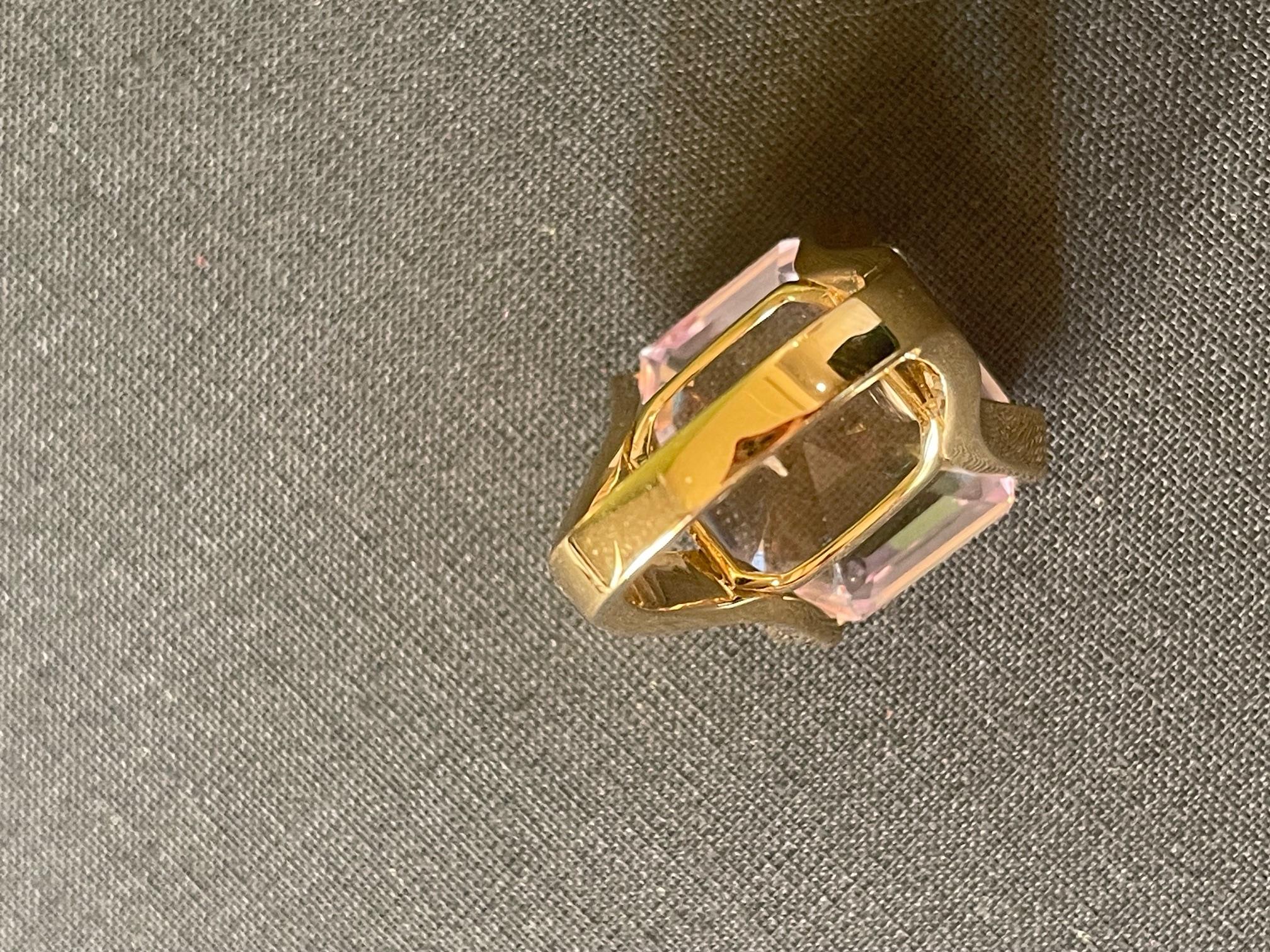 Bague tourmaline rose très grande or 18k en vente 1