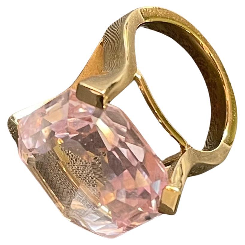 Bague tourmaline rose très grande or 18k