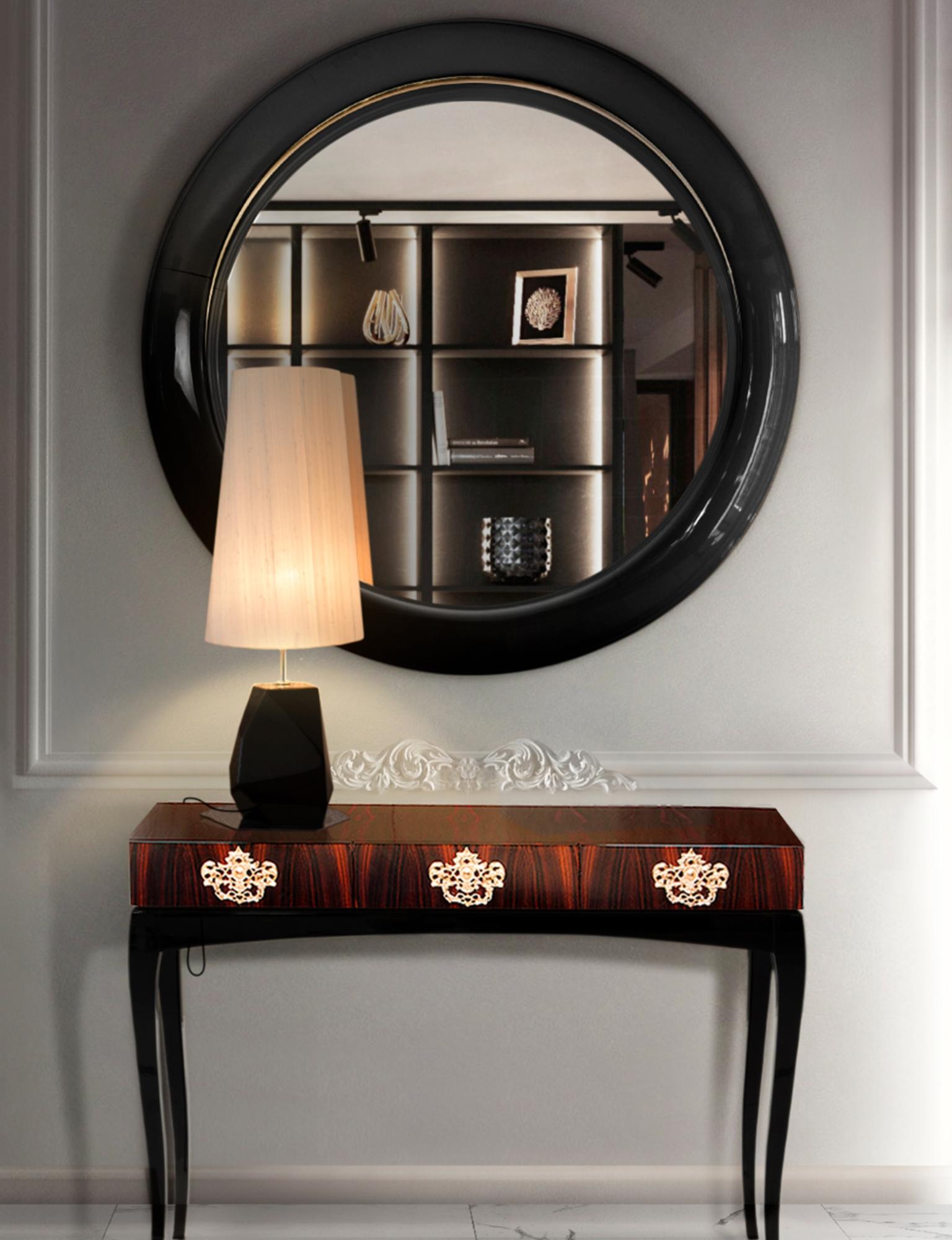 Ring Round Mirror - Handgefertigtes Messing, Mahagoni & Spiegel - Boca do Lobo (21. Jahrhundert und zeitgenössisch) im Angebot