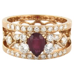 Ring Ruby and Diamond 18k red gold