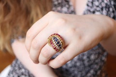 Ring Ruby Sapphire circa 1950 Yellow Gold 18 Carat, Ruby and Diamonds