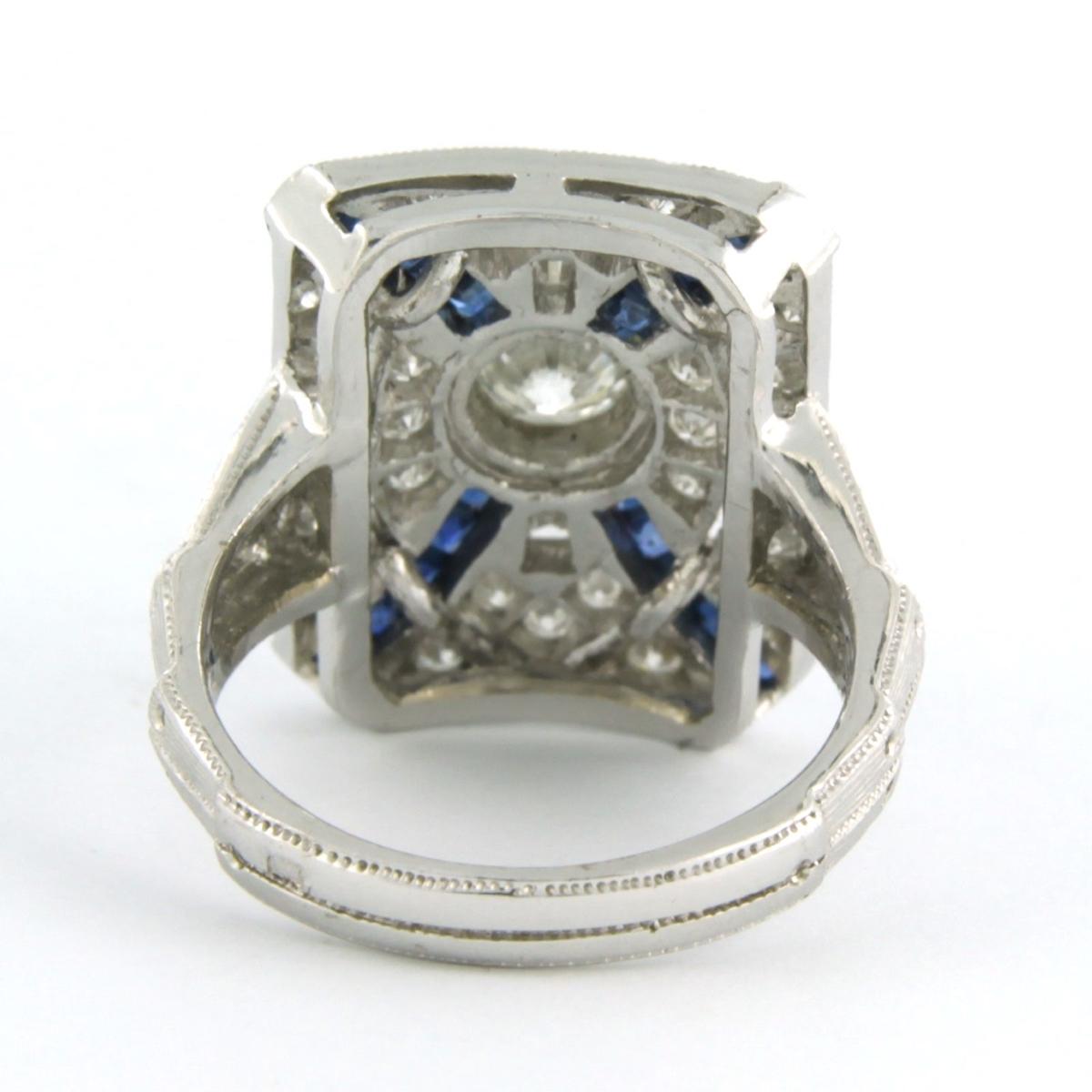 Ring Sapphire Diamond 18k white gold In Excellent Condition For Sale In The Hague, ZH