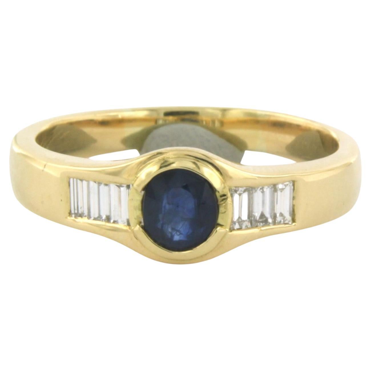 Ring Sapphire Diamond 18k yellow gold