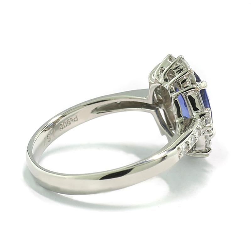 Oval Cut Ring Sapphire Diamonds 900-Platinum Engagement Ring Style Diana