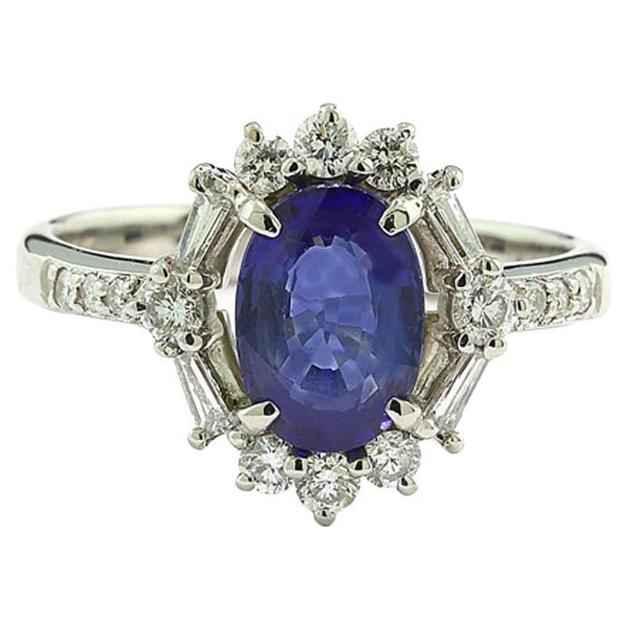 Ring Sapphire Diamonds 900-Platinum Engagement Ring Style Diana