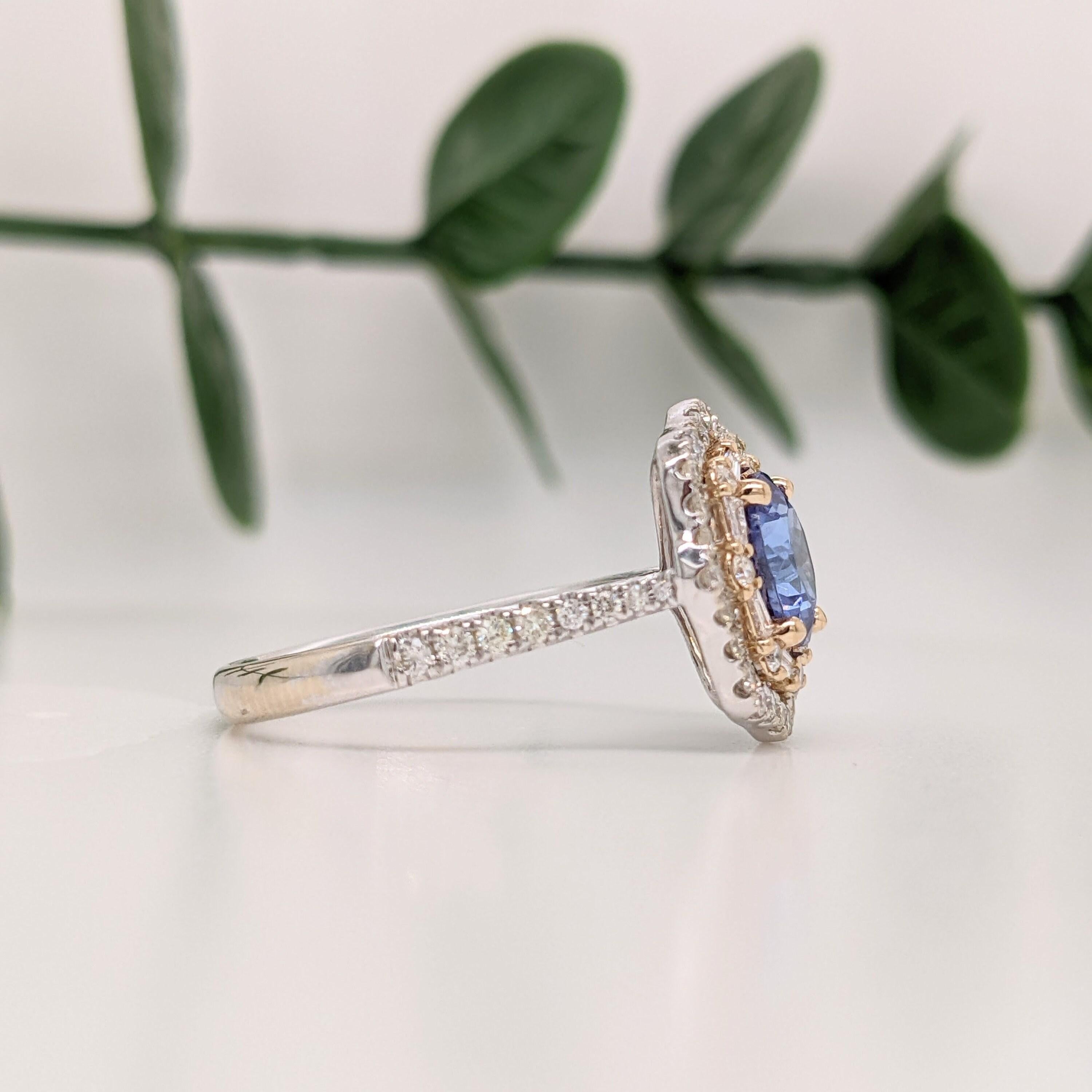 Modern Ring Semi Mount w Earth Mined Diamonds in Solid 14K Gold Round 7.5mm For Sale