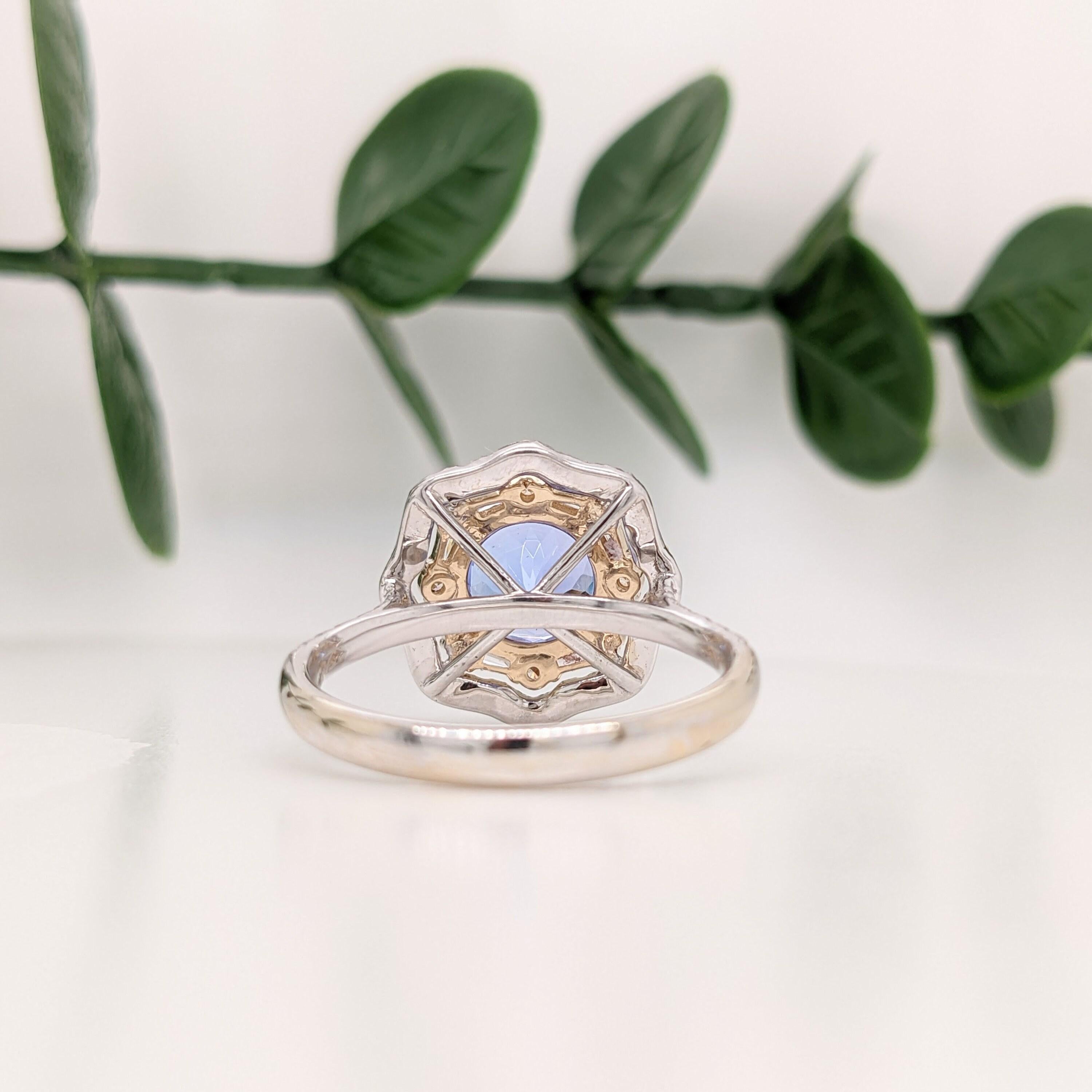 Round Cut Ring Semi Mount w Earth Mined Diamonds in Solid 14K Gold Round 7.5mm For Sale