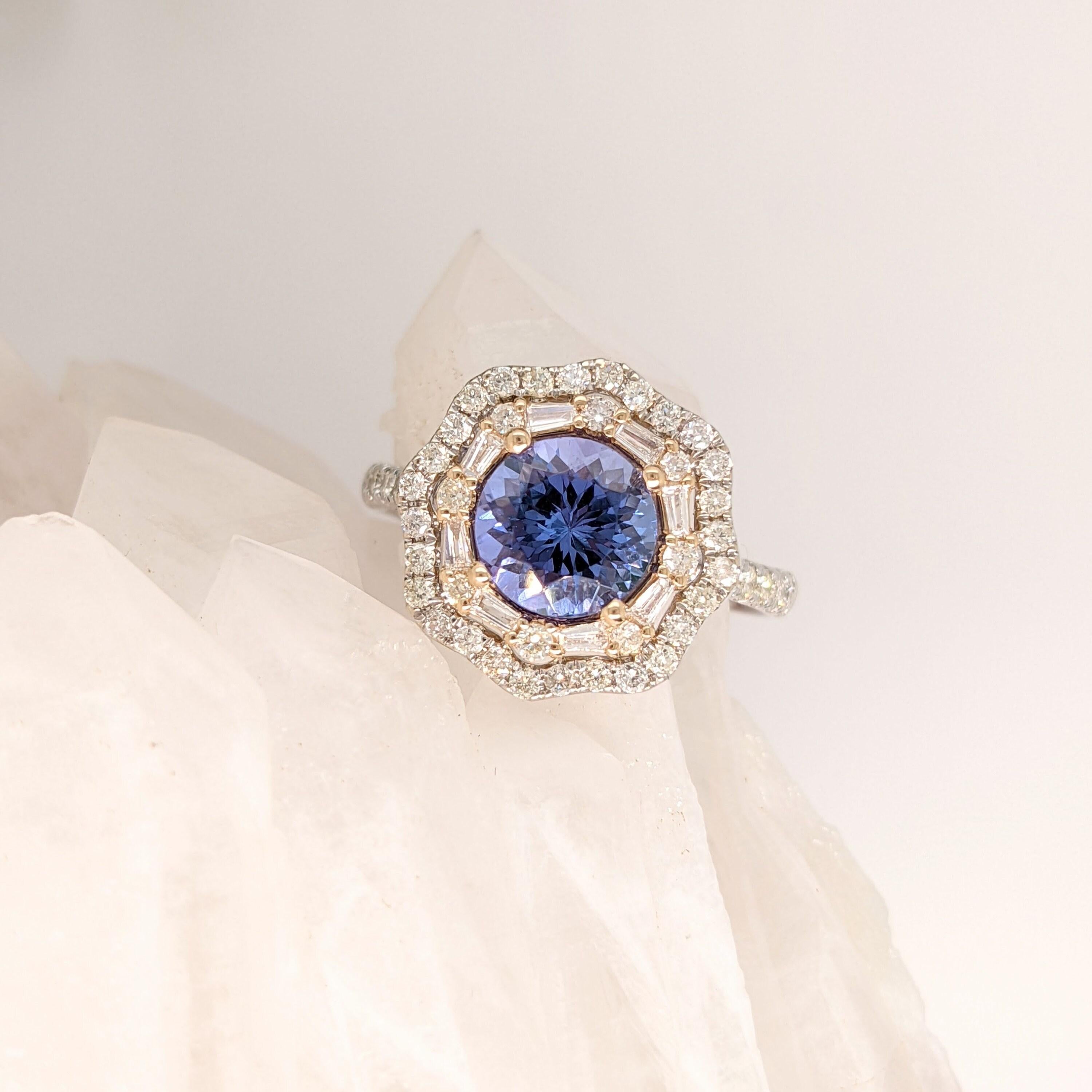 Ring Semi Mount w Earth Mined Diamonds in Solid 14K Gold Round 7.5mm In New Condition For Sale In Columbus, OH