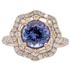Used Ring Semi Mount w Earth Mined Diamonds in Solid 14K Gold Round 7.5mm