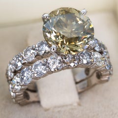 Ring Set - 18K White - 9.75ct - Natural diamond - IGI