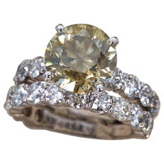 Ring Set - 18K White - 9.75ct - Natural diamond - IGI