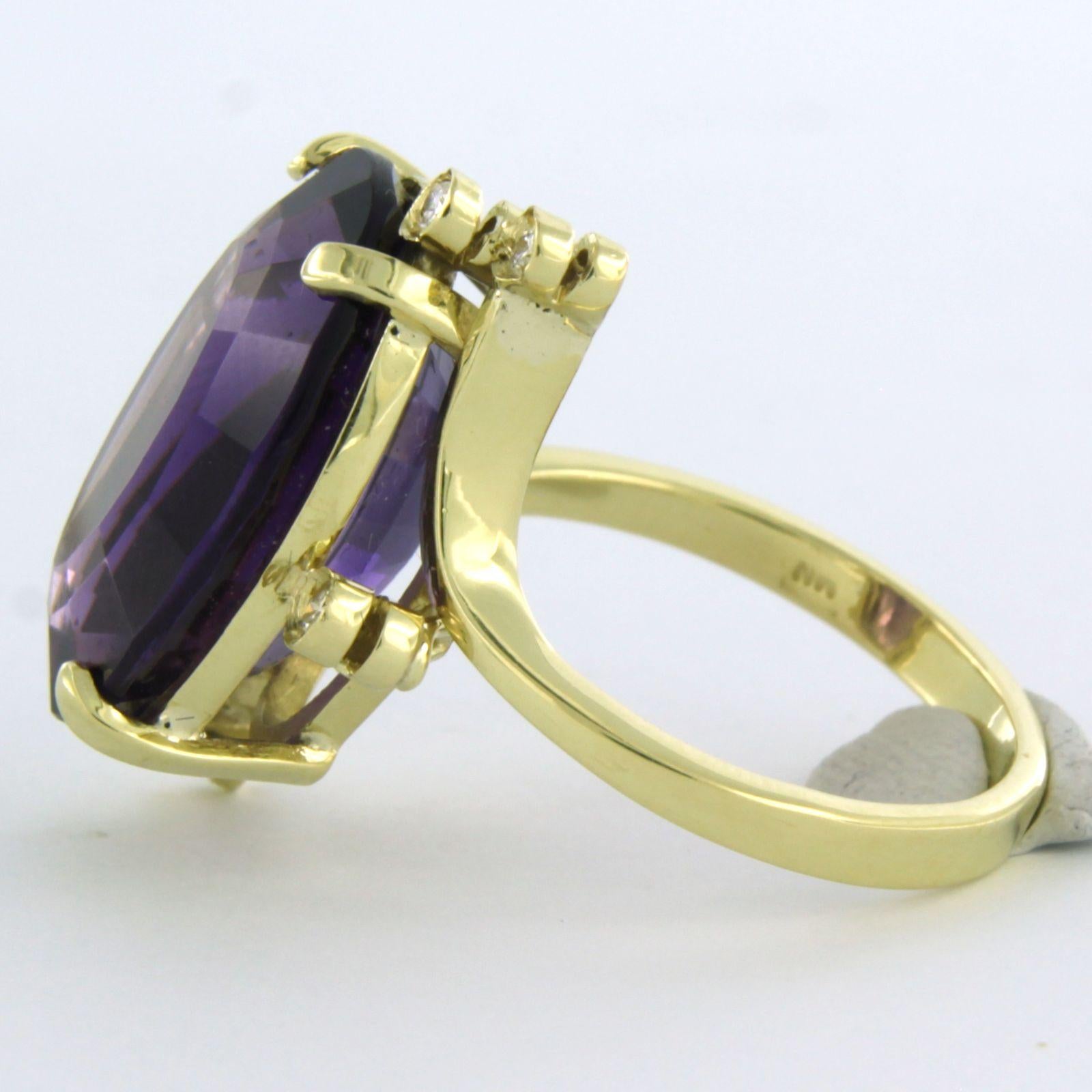 Ring with amethyst and brilliant cut diamond up to 0.20ct 4.6 grams 18k gold In Excellent Condition For Sale In The Hague, ZH