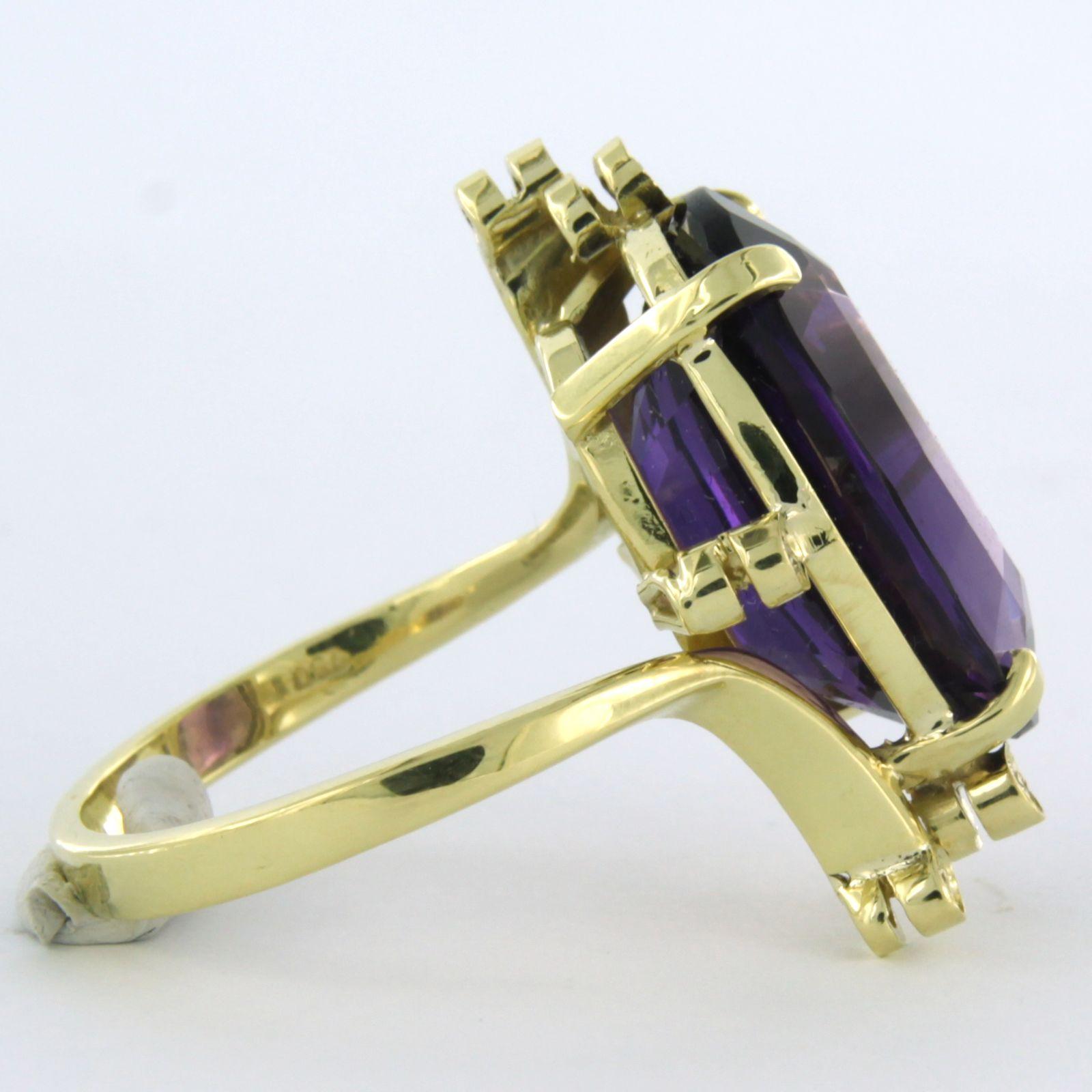 Women's Ring with amethyst and brilliant cut diamond up to 0.20ct 4.6 grams 18k gold For Sale