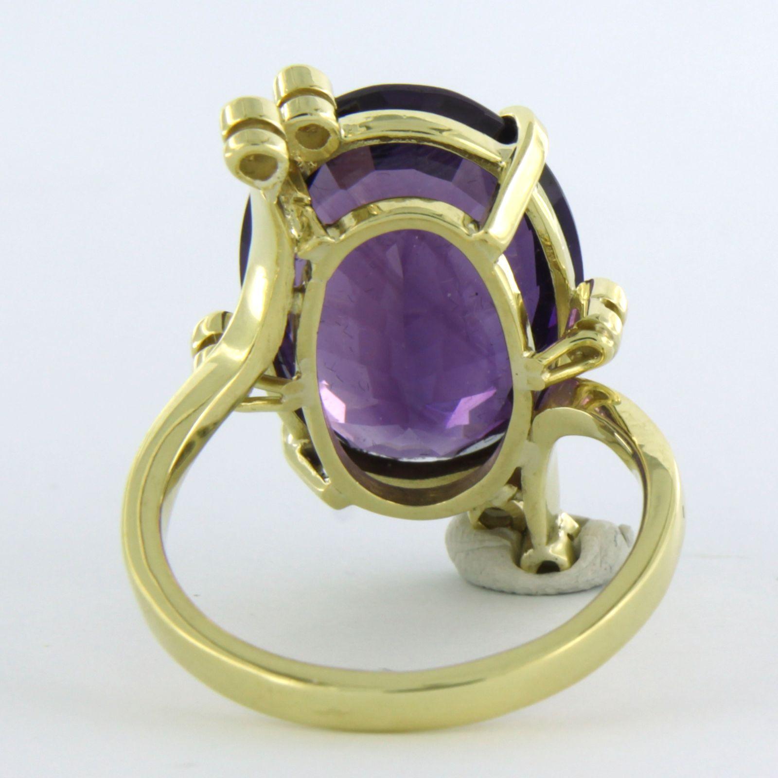Ring with amethyst and brilliant cut diamond up to 0.20ct 4.6 grams 18k gold For Sale 1