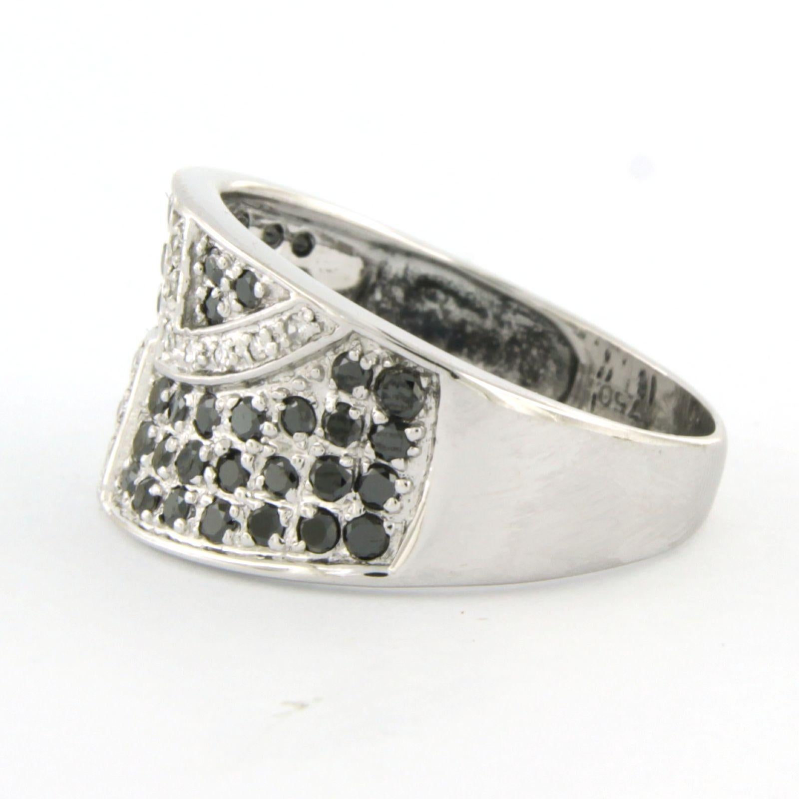 Taglio brillante Ring with black diamond and single cut diamond up to 0.85ct 18k white gold in vendita