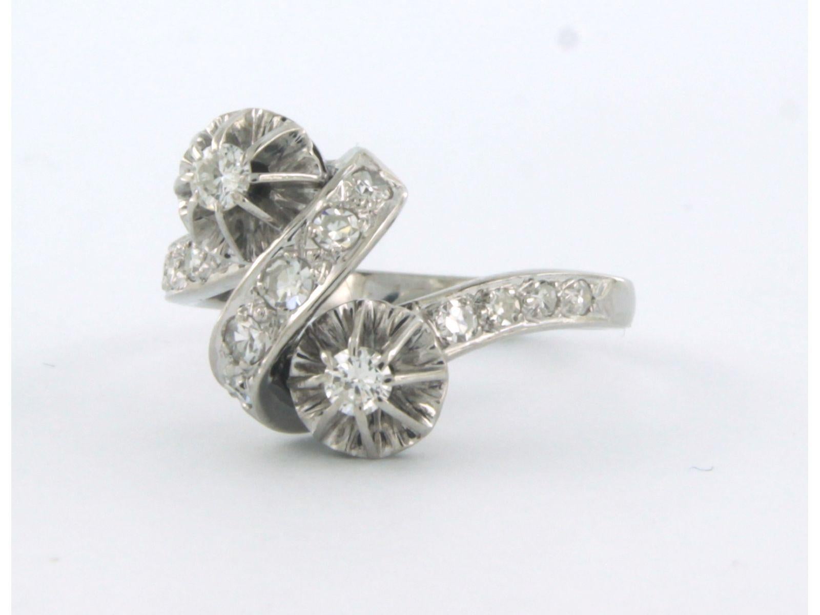 Brilliant Cut Ring set with brilliant and single cut diamonds 0.50ct, 18k white gold For Sale