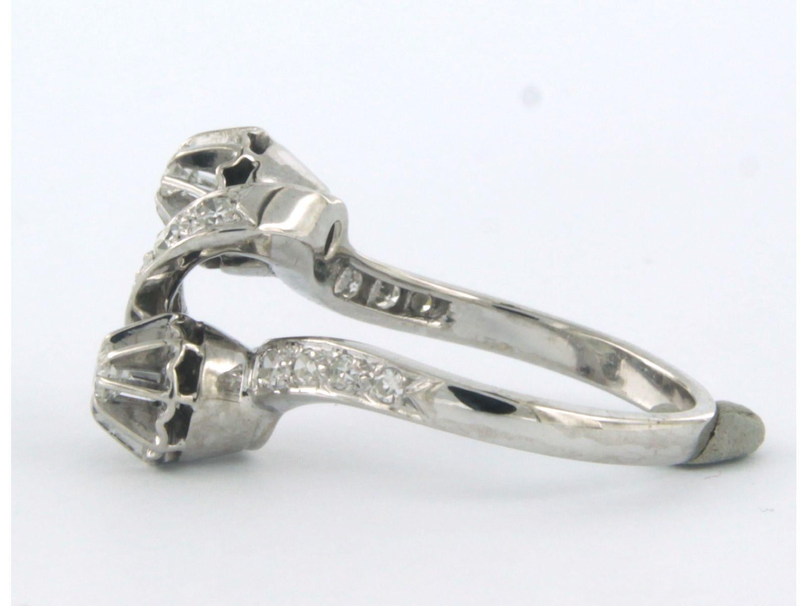 Ring set with brilliant and single cut diamonds 0.50ct, 18k white gold In Excellent Condition For Sale In The Hague, ZH